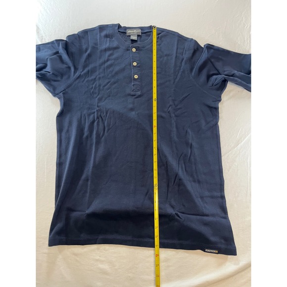 Eddie Bauer Mens‎ Long Sleeve Henley Shirt Navy Blue Cotton Tall L - Picture 3 of 7